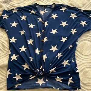 HEIMISH U.S.A top navy blue w/ white stars Large excellent condition